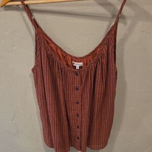 Sundry Button-Front Camisole in Rust and Brown Size Med